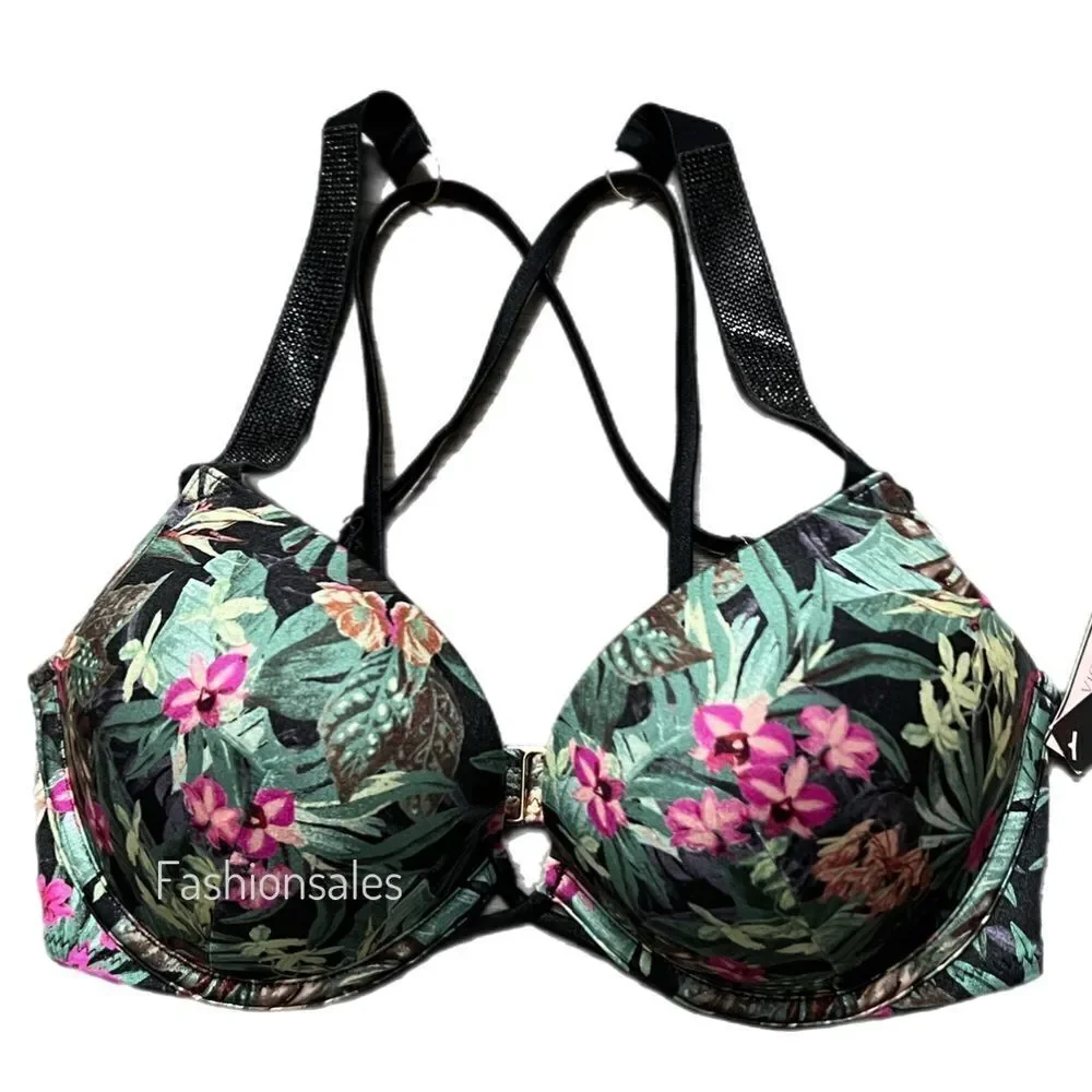 Victorias Secret Swim Bombshell Shine Strap Add-2-Cups Push Up Bikini Top 32D